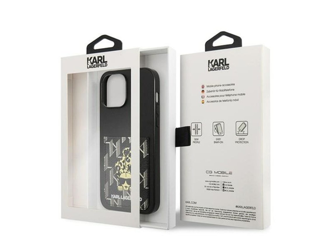 Funda Karl Lagerfeld Karlimals Cardslot para iPhone 13 Pro Max - negra