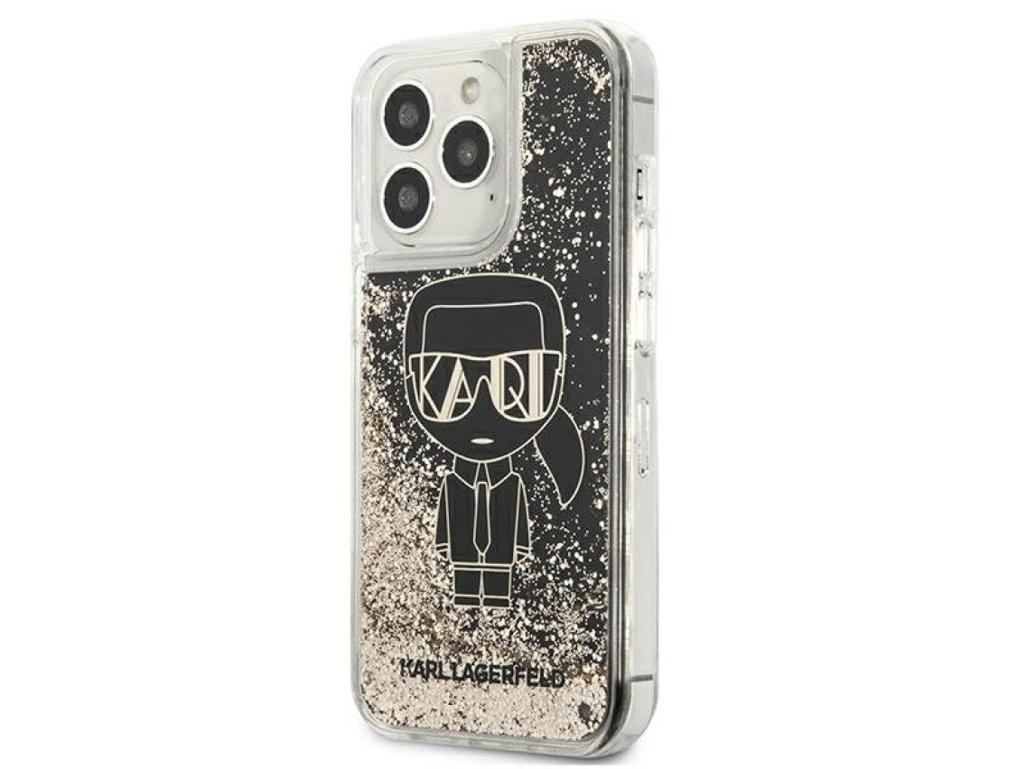 Capa Karl Lagerfeld Liquid Glitter Gatsby para iPhone 13 Pro / iPhone 13 - Preta