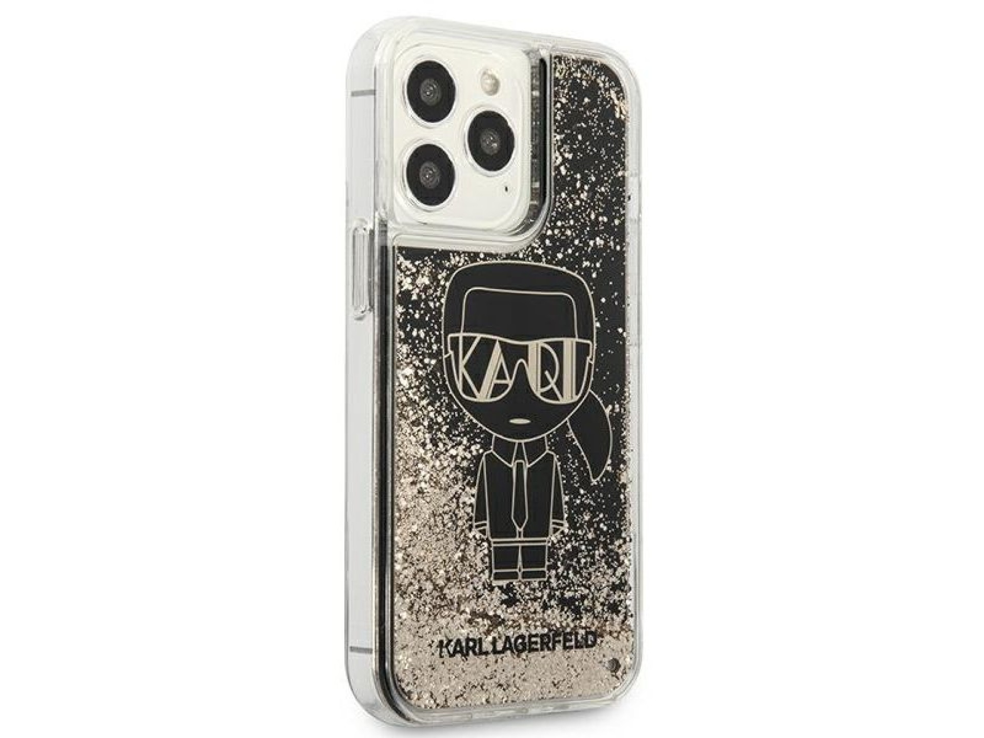 Capa Karl Lagerfeld Liquid Glitter Gatsby para iPhone 13 Pro / iPhone 13 - Preta