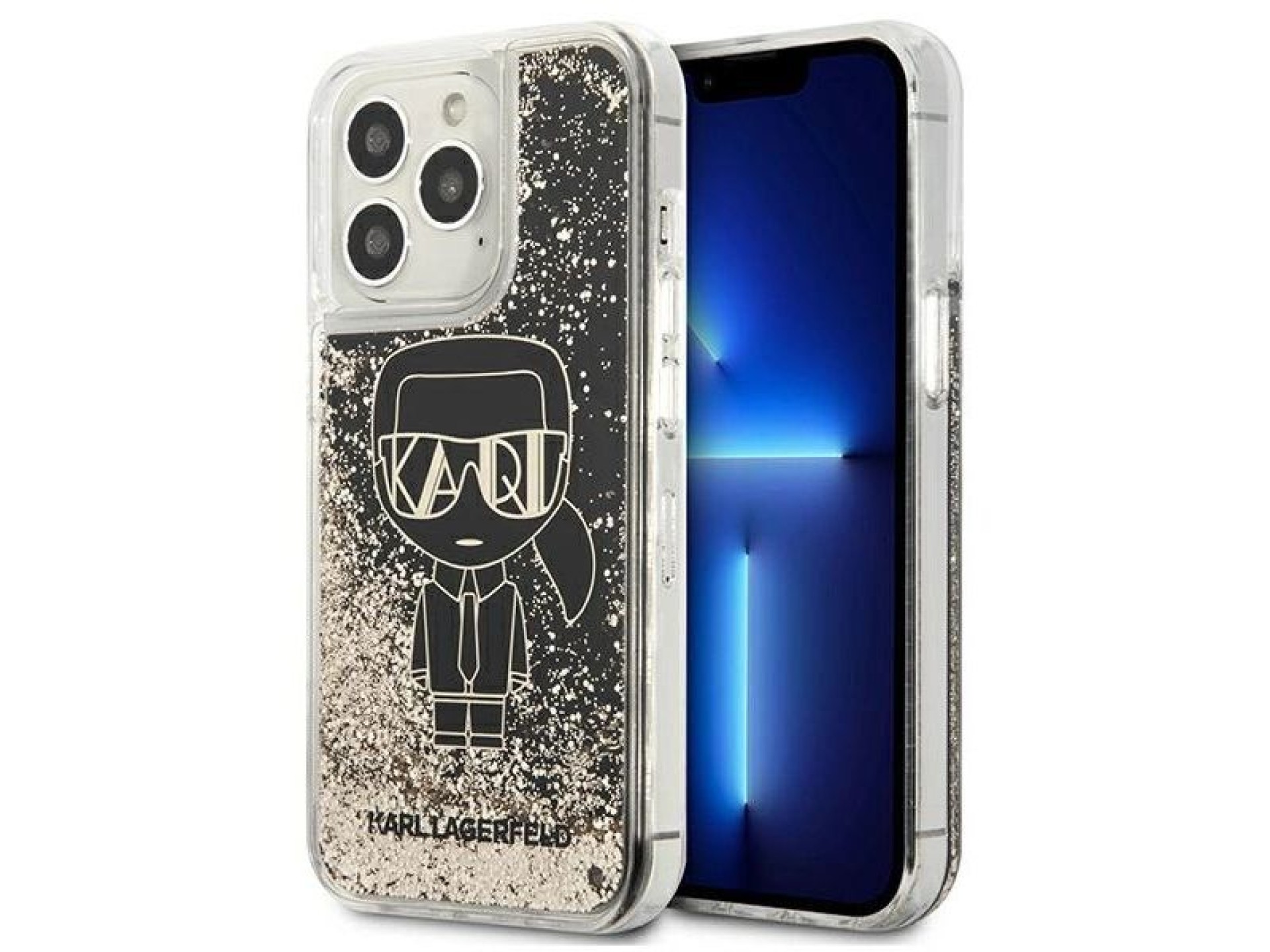 Capa Karl Lagerfeld Liquid Glitter Gatsby para iPhone 13 Pro Max - Preta