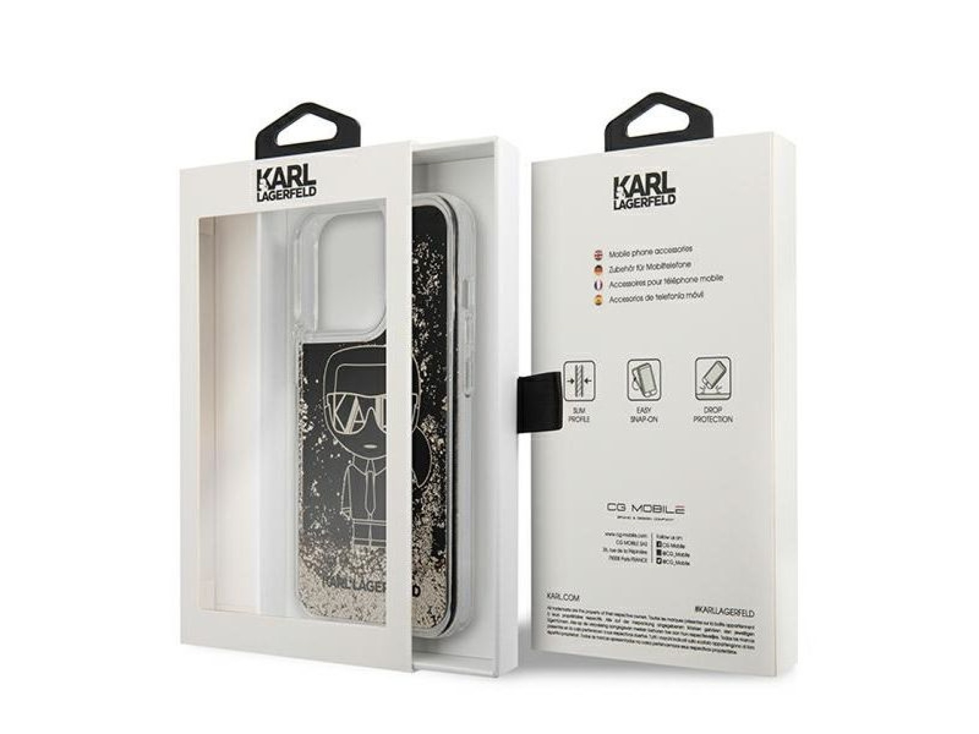 Capa Karl Lagerfeld Liquid Glitter Gatsby para iPhone 13 Pro Max - Preta