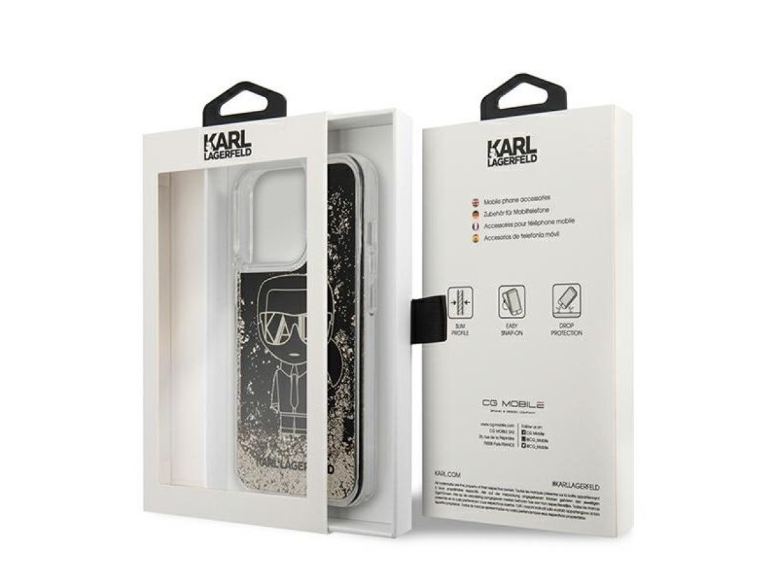 Capa Karl Lagerfeld Liquid Glitter Gatsby para iPhone 13 Pro Max - Preta