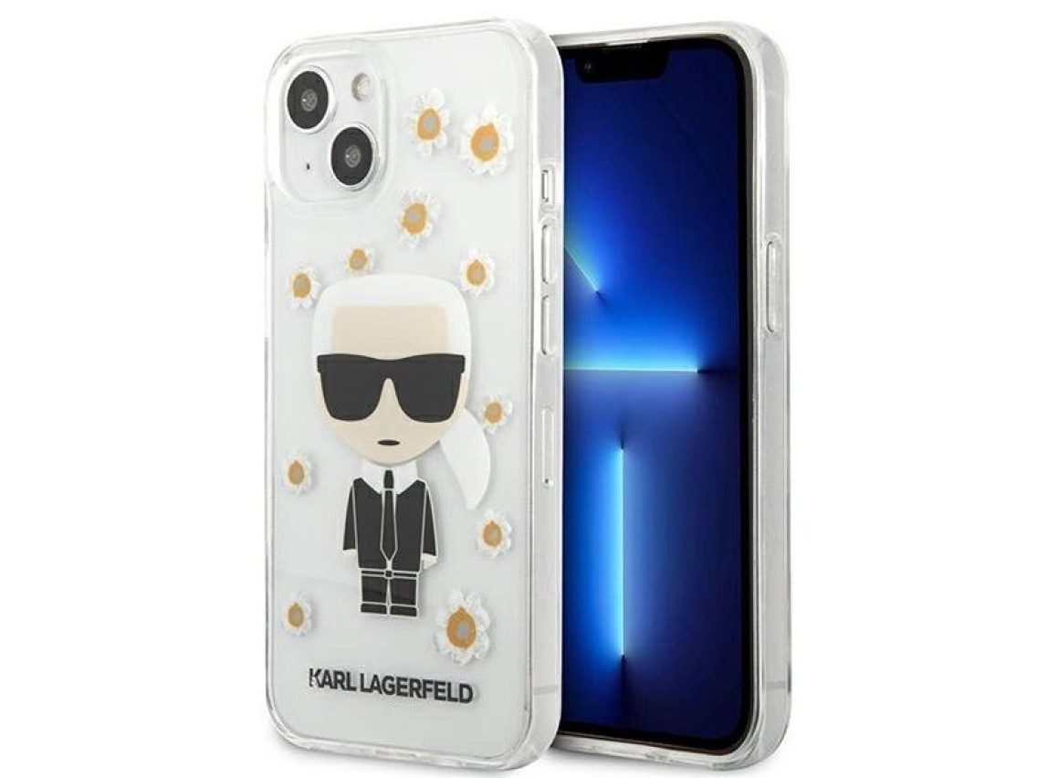 Capa Karl Lagerfeld Flower Ikonik Karl para iPhone 13 mini - Transparente