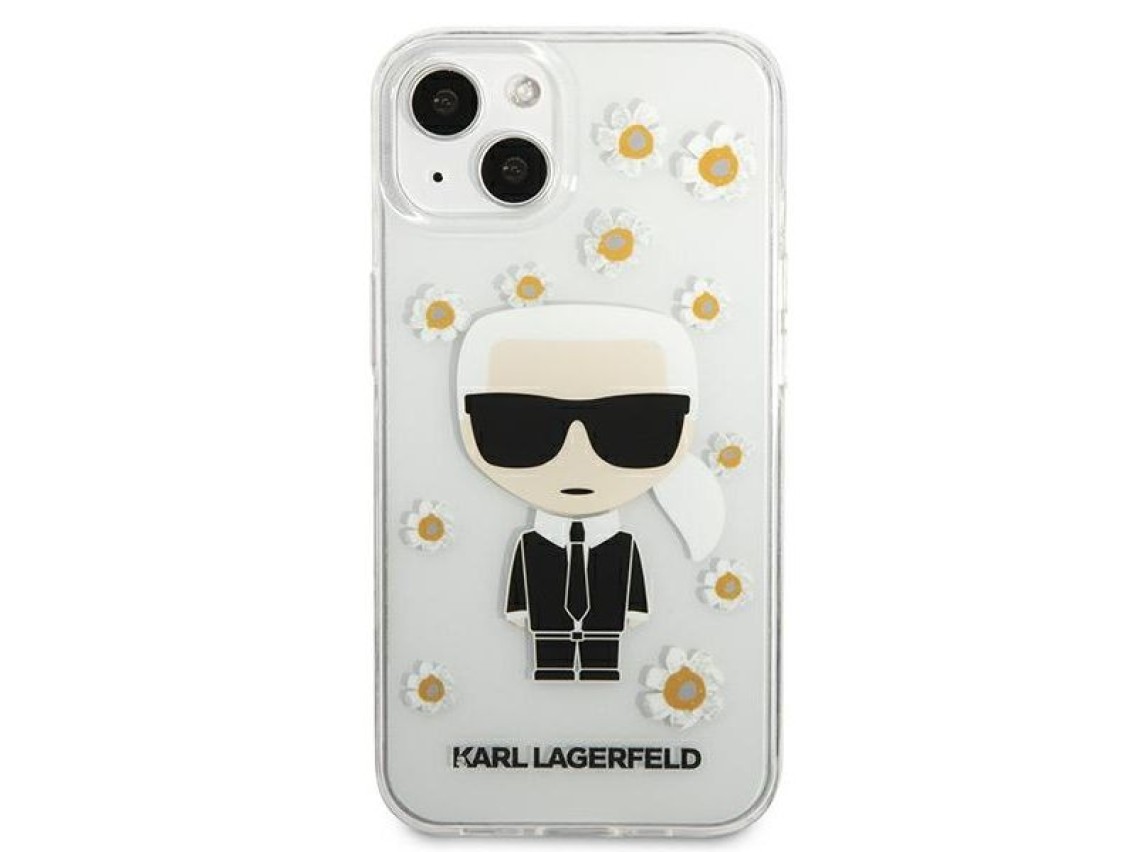 Capa Karl Lagerfeld Flower Ikonik Karl para iPhone 13 mini - Transparente