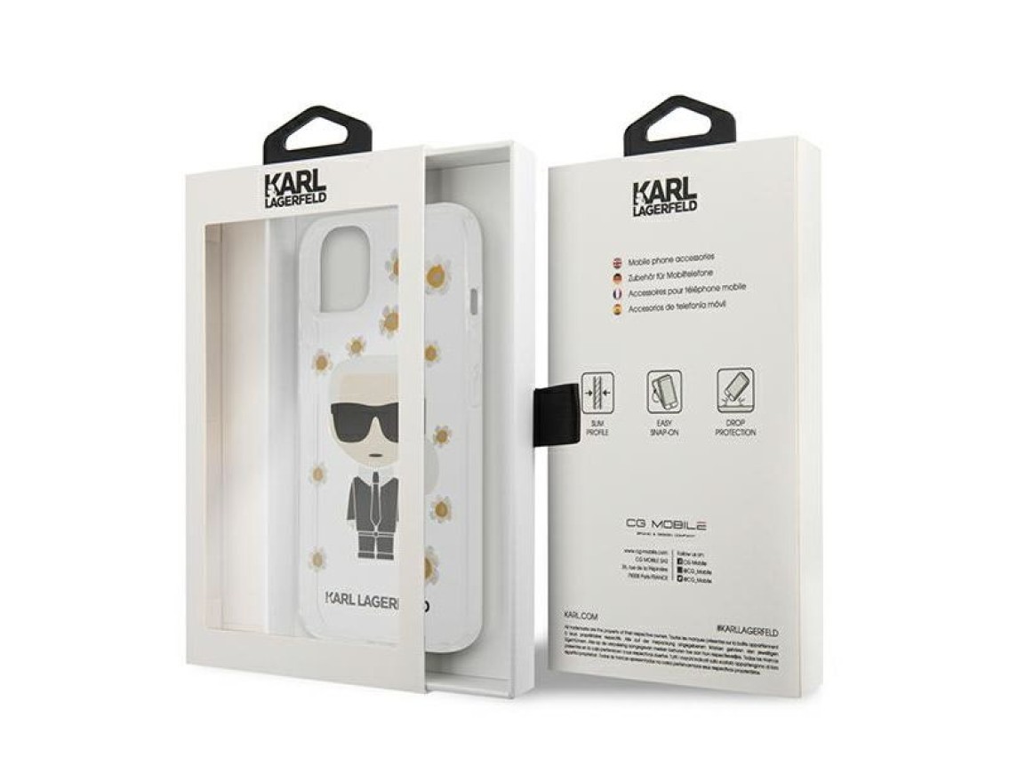 Capa Karl Lagerfeld Flower Ikonik Karl para iPhone 13 mini - Transparente