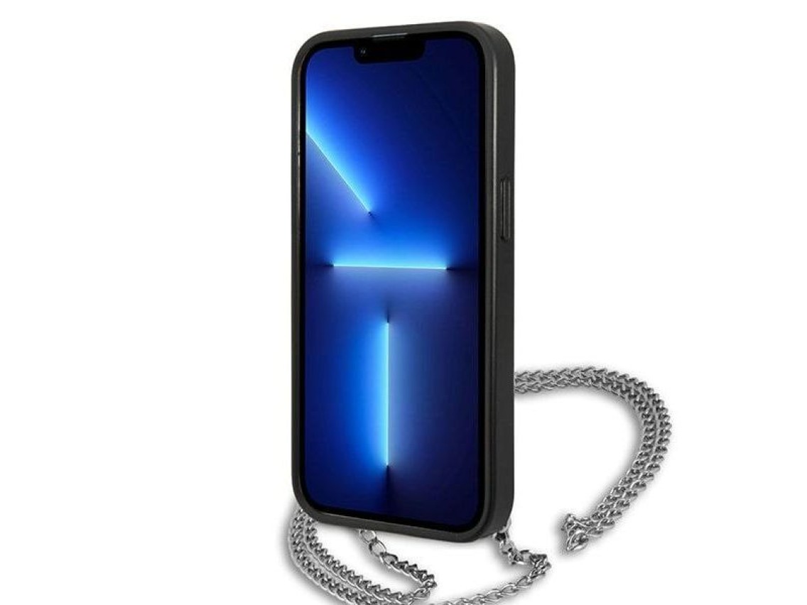 Karl Lagerfeld KLHCP13SPMK Capa rígida preta para iPhone 13 mini 5,4" / couro texturizado preto e co