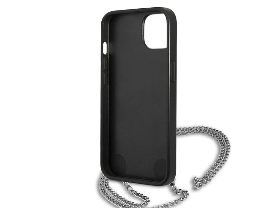 Karl Lagerfeld KLHCP13SPMK Capa rígida preta para iPhone 13 mini 5,4" / couro texturizado preto e co