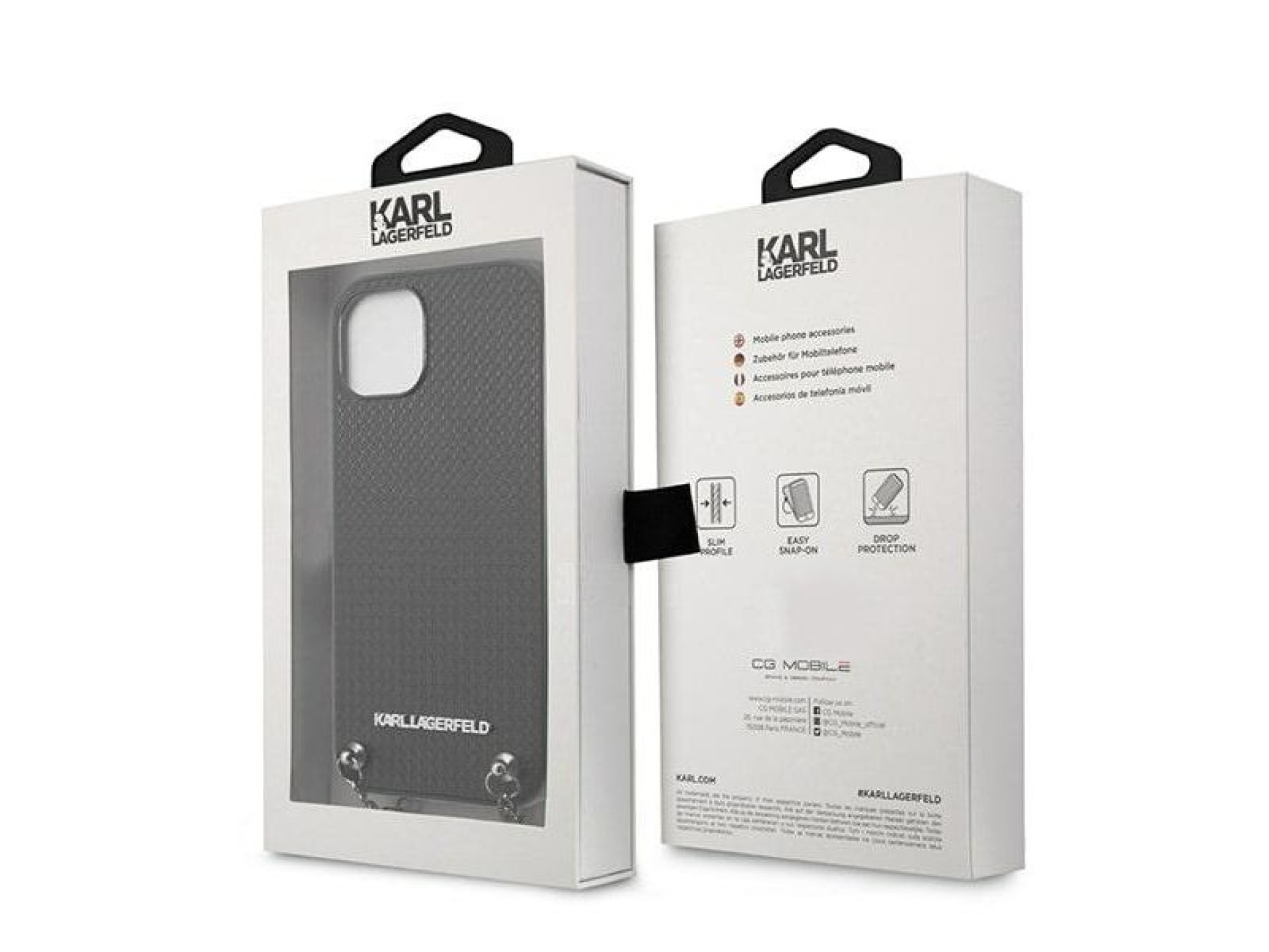 Karl Lagerfeld KLHCP13SPMK Capa rígida preta para iPhone 13 mini 5,4
