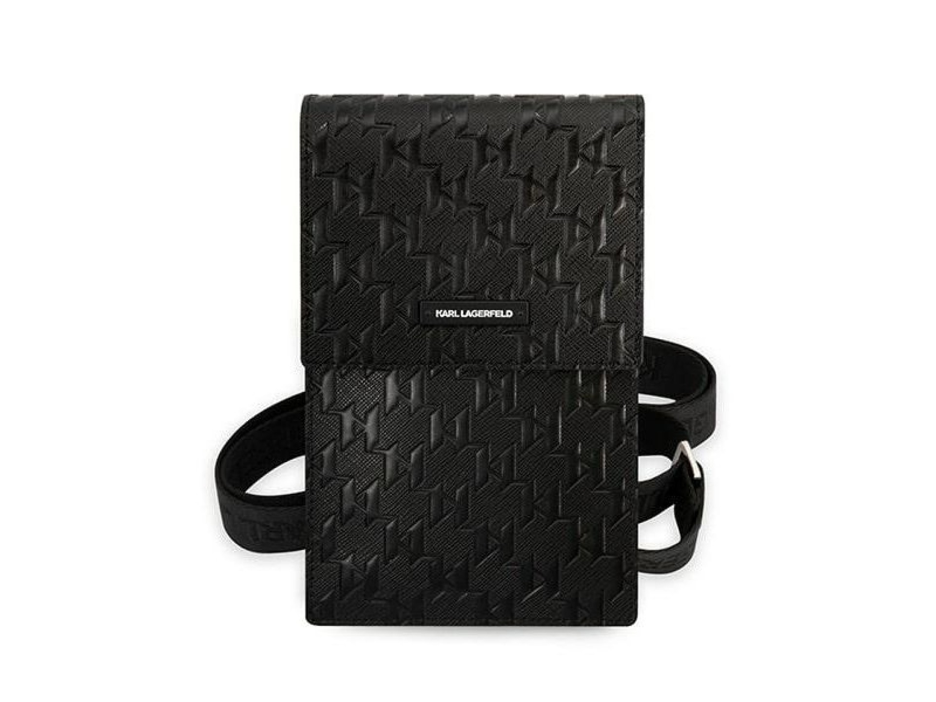 Bolsa Karl Lagerfeld KLWBSAMSMK preta com placa de monograma preta