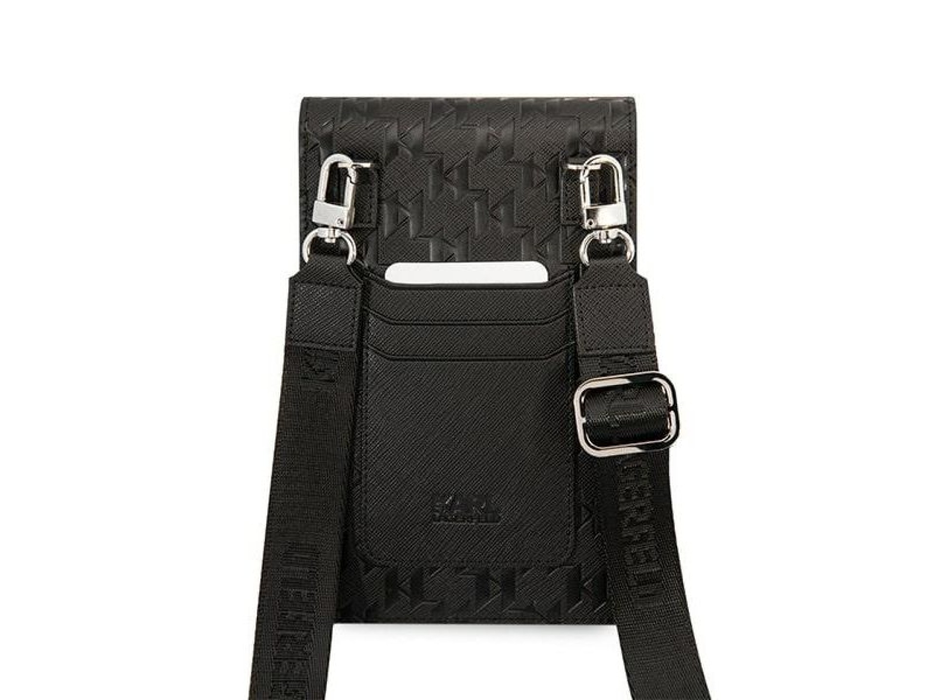 Bolsa Karl Lagerfeld KLWBSAMSMK preta com placa de monograma preta
