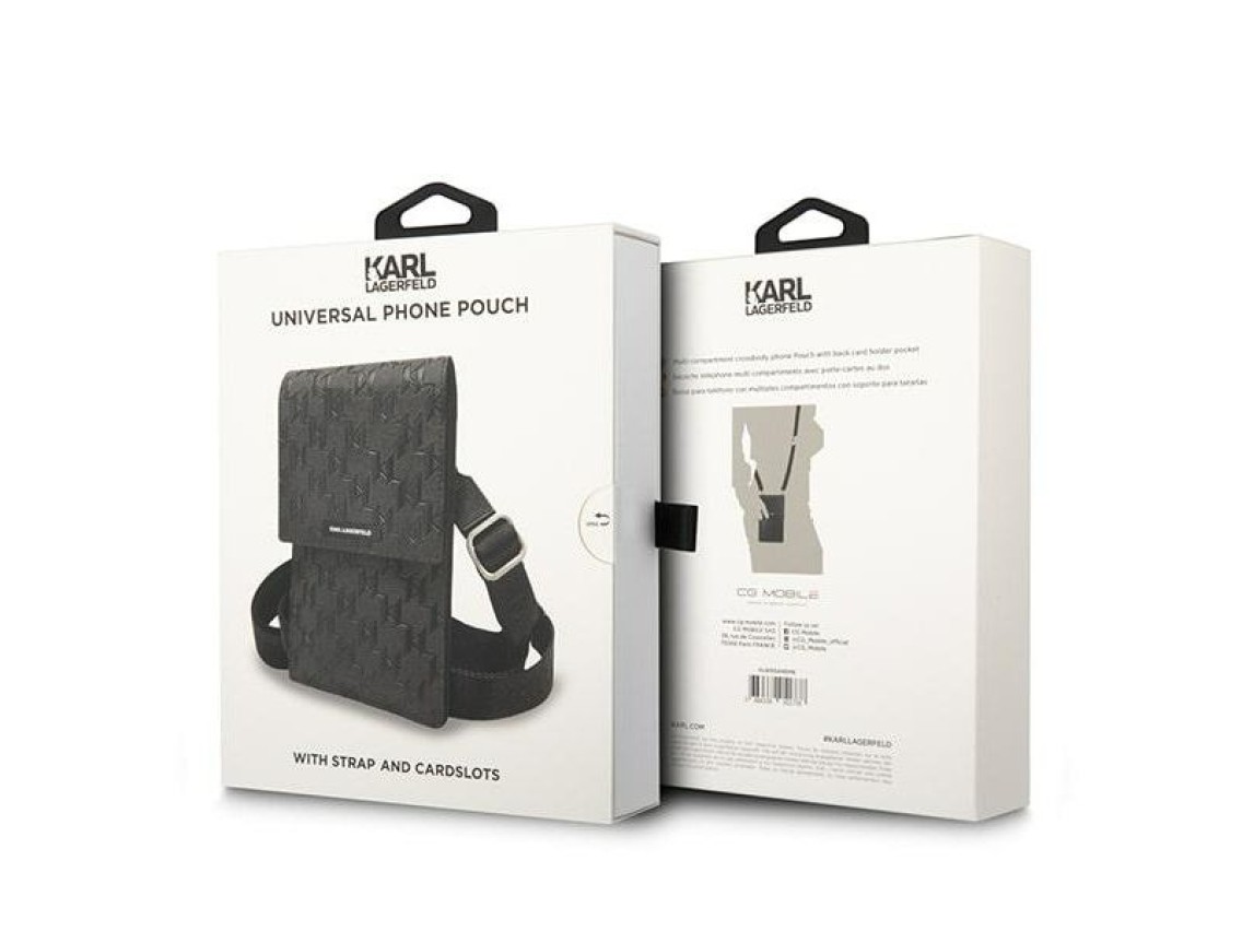 Bolsa Karl Lagerfeld KLWBSAMSMK preta com placa de monograma preta
