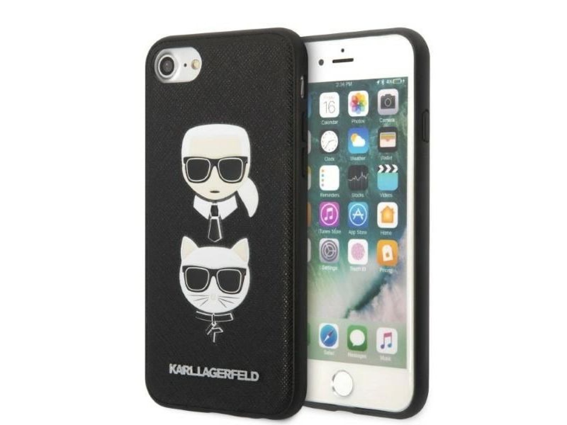 Karl Lagerfeld KLHCI8SAKICKCBK iPhone 7/8 / SE 2020 / SE 2022 capa rígida preta/preta Saffiano Karl&