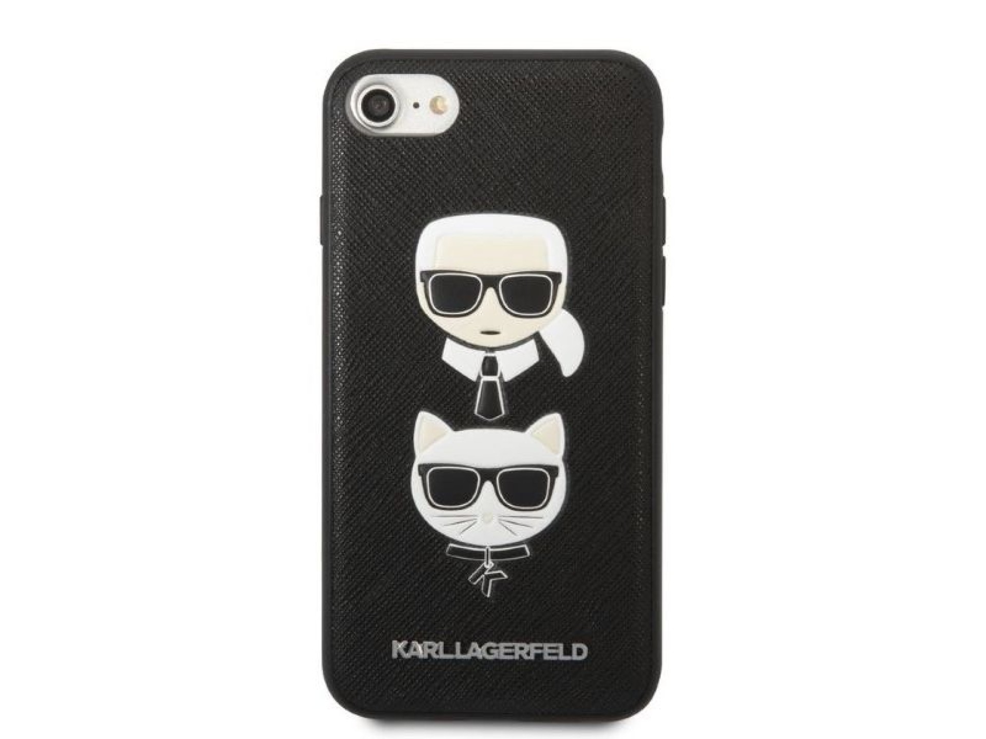 Karl Lagerfeld KLHCI8SAKICKCBK iPhone 7/8 / SE 2020 / SE 2022 capa rígida preta/preta Saffiano Karl&