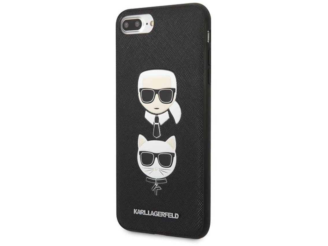 Capa Karl Lagerfeld Saffiano Karl&Choupette Head para iPhone 7 Plus / iPhone 8 Plus - preta
