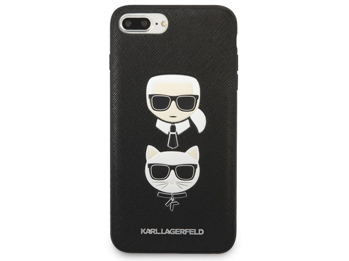 Capa Karl Lagerfeld Saffiano Karl&Choupette Head para iPhone 7 Plus / iPhone 8 Plus - preta