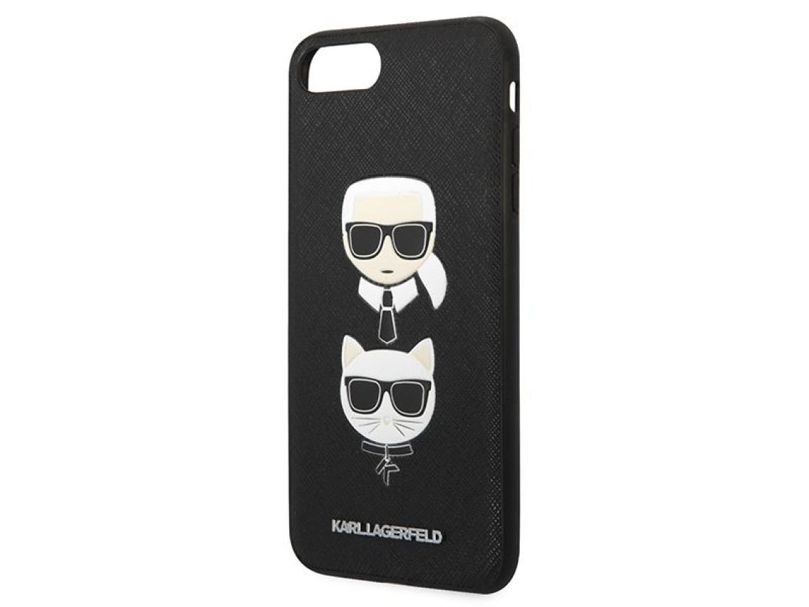 Capa Karl Lagerfeld Saffiano Karl&Choupette Head para iPhone 7 Plus / iPhone 8 Plus - preta