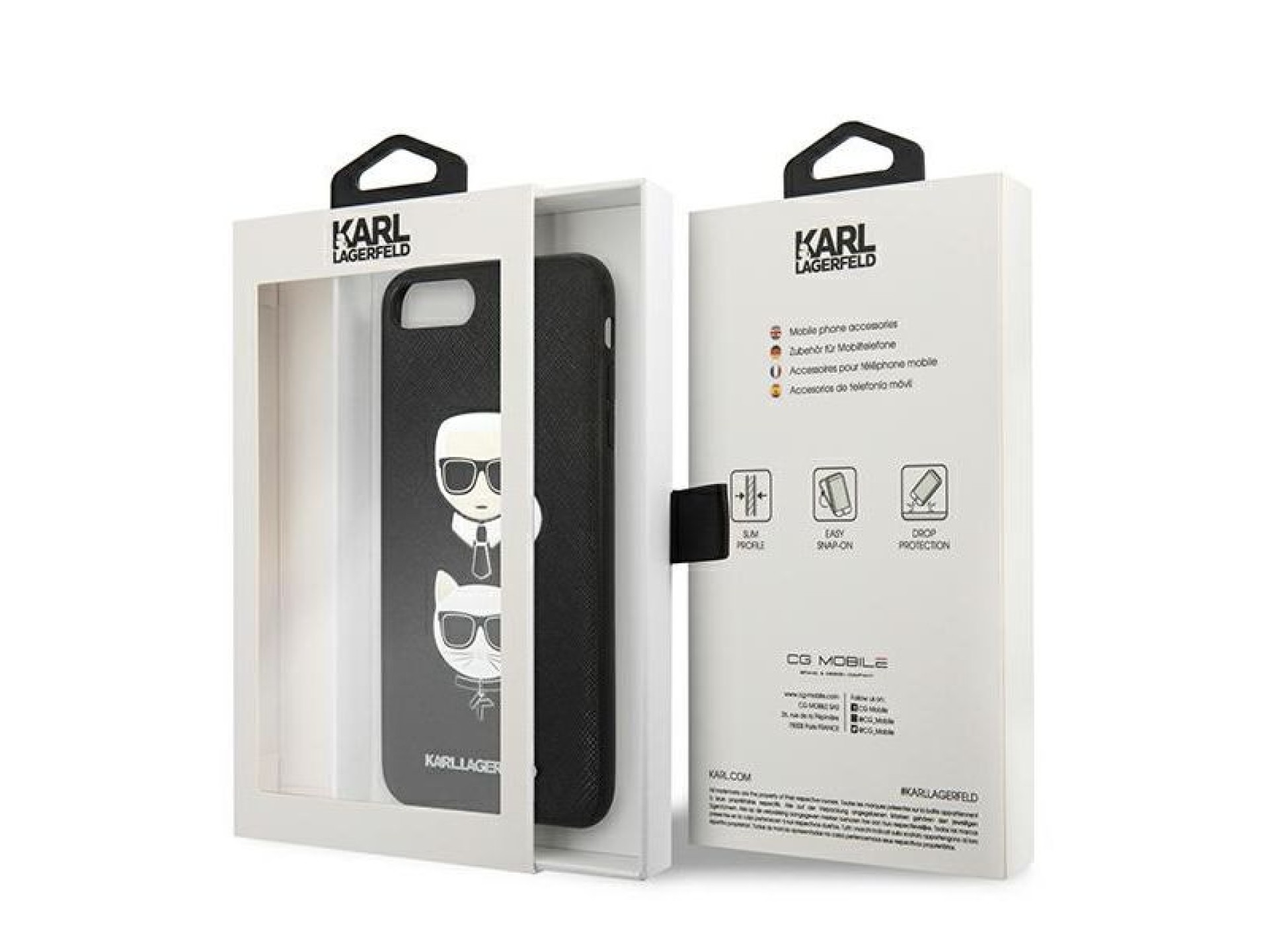 Capa Karl Lagerfeld Saffiano Karl&Choupette Head para iPhone 7 Plus / iPhone 8 Plus - preta