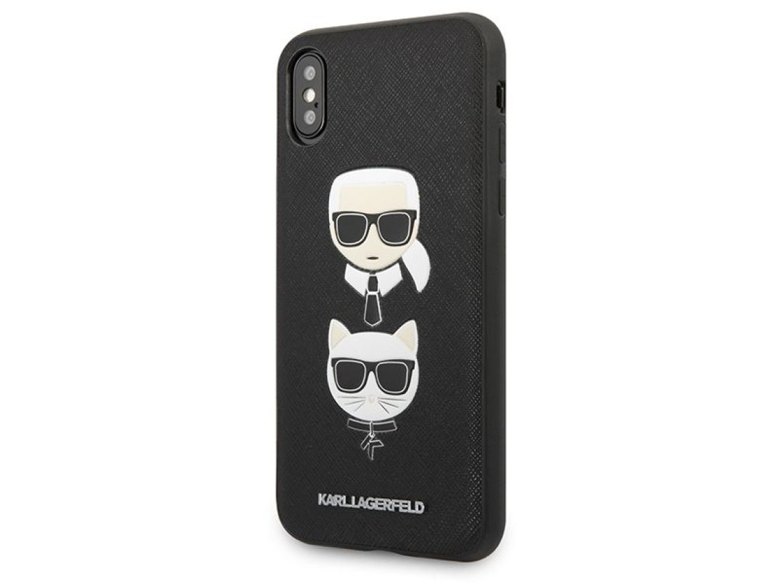 Funda Karl Lagerfeld Saffiano Karl&Choupette Head para iPhone X/XS - negra
