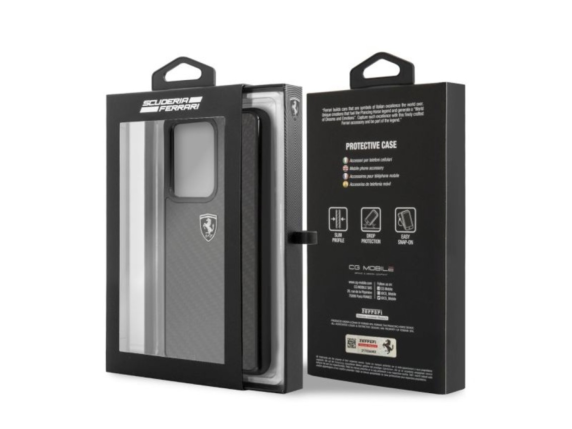 Funda Ferrari Carbon Heritage para Samsung Galaxy S20 Ultra - Negra