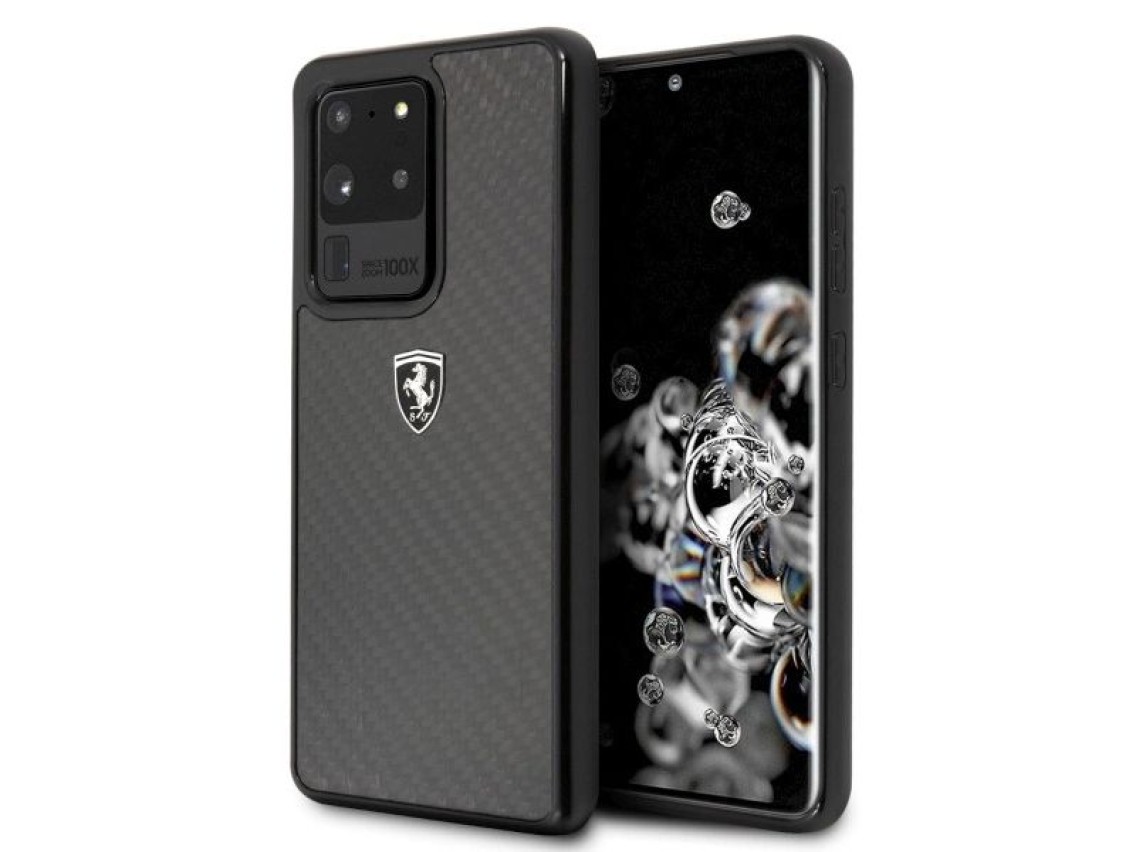Funda Ferrari Carbon Heritage para Samsung Galaxy S20 Ultra - Negra