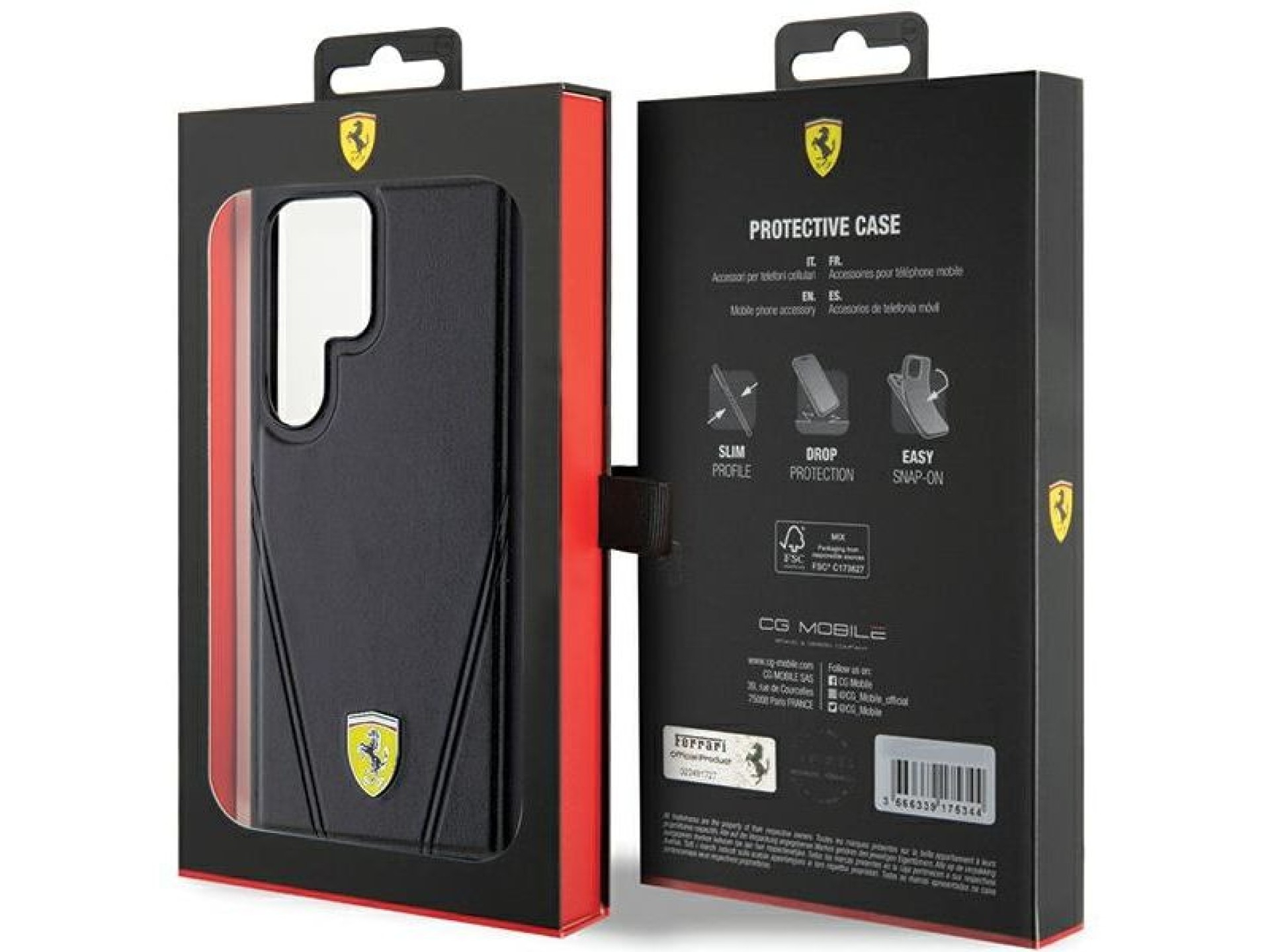 Funda MagSafe Ferrari Hot Stamp V Lines para Samsung Galaxy S24 Ultra - negra