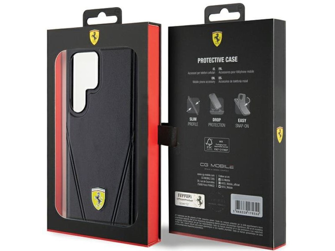 Funda MagSafe Ferrari Hot Stamp V Lines para Samsung Galaxy S24 Ultra - negra