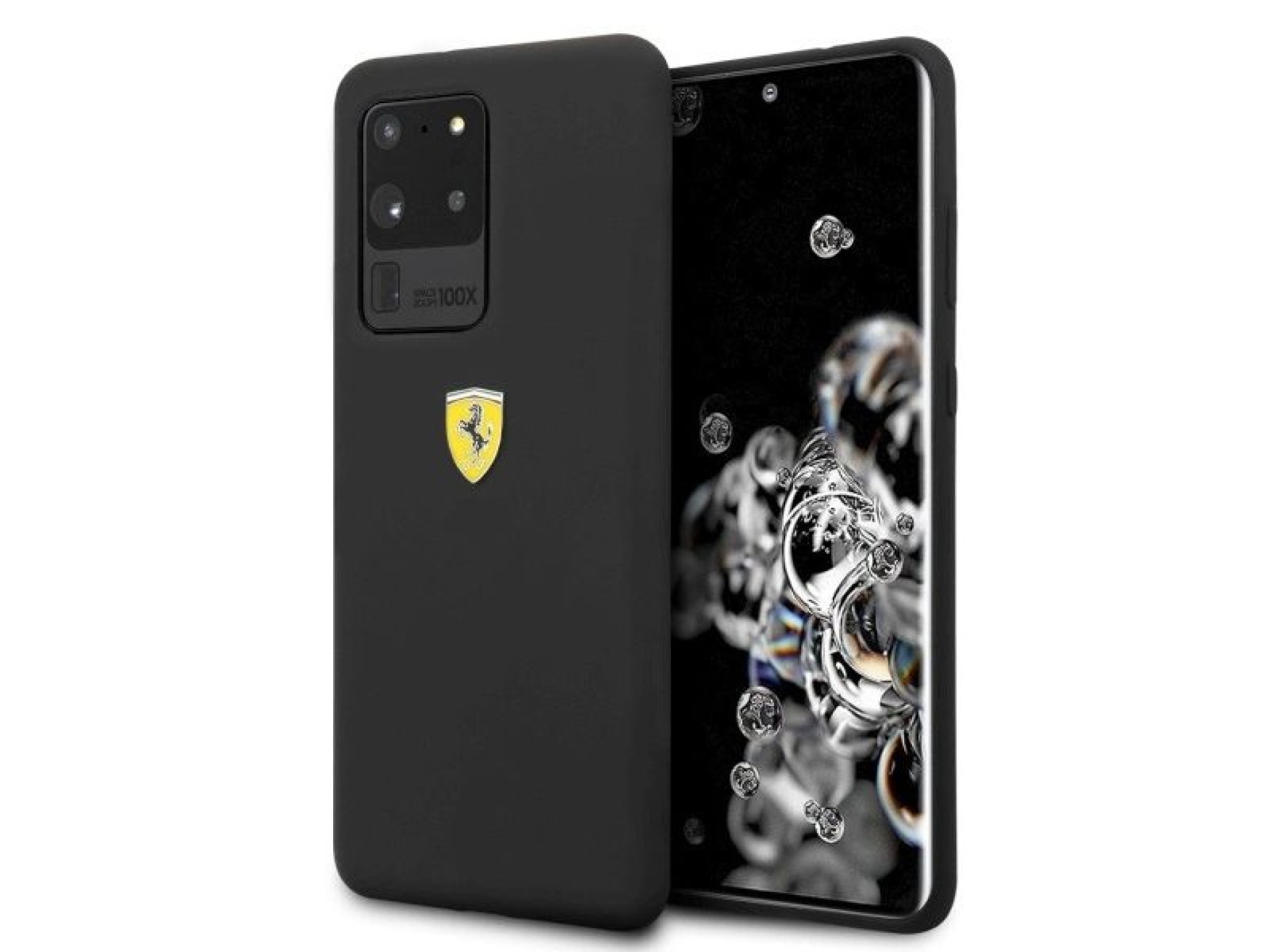 Capa rígida Ferrari FESSIHCS69BK S20 Ultra G988 preta/preta de silicone