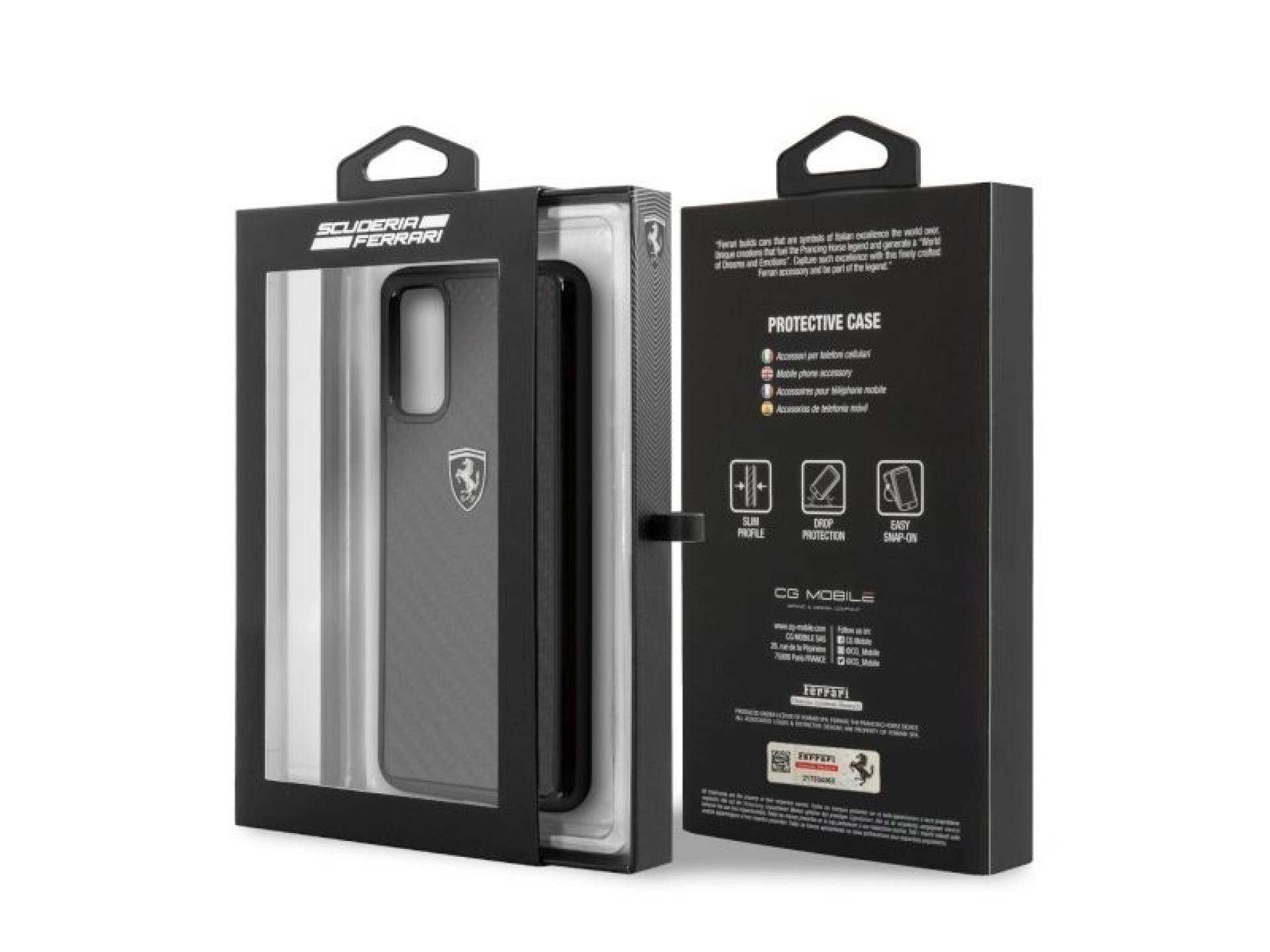 Estuche rígido Ferrari FEHCAHCS62BK S20 G980 negro/negro Carbon Heritage