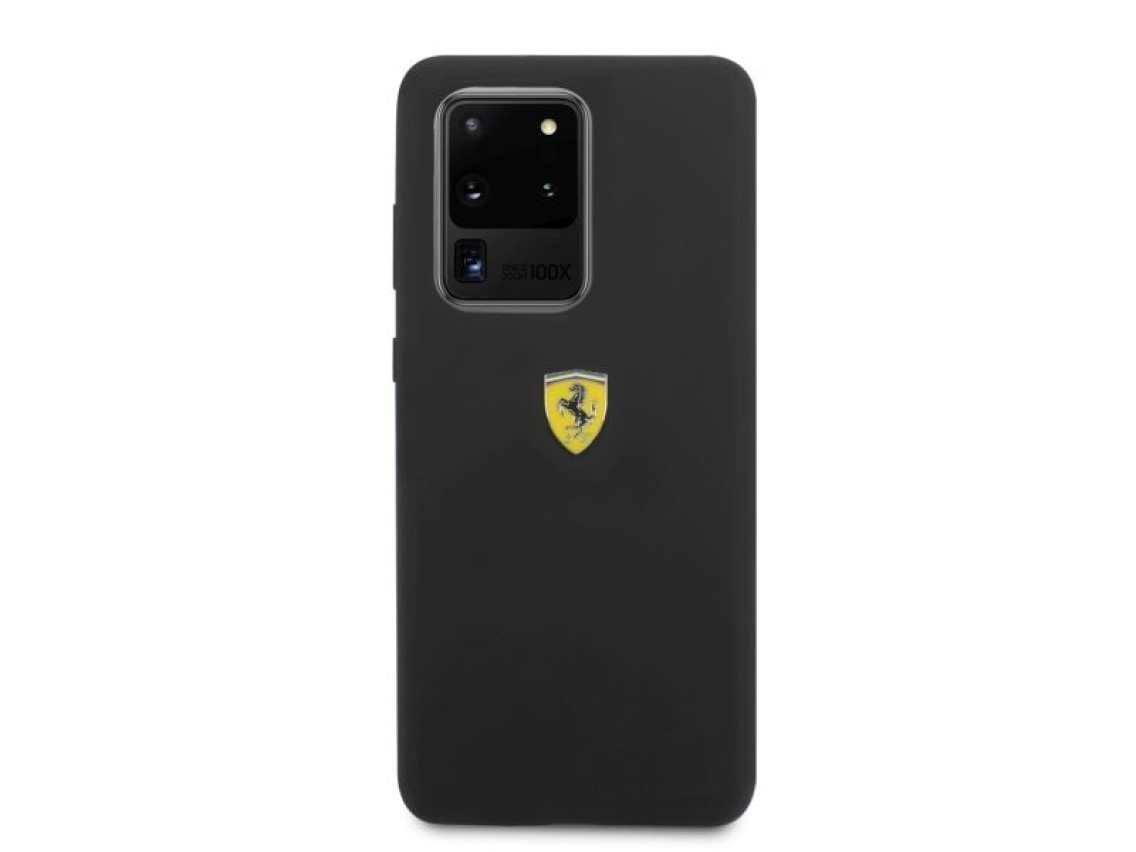 Capa rígida Ferrari FESSIHCS69BK S20 Ultra G988 preta/preta de silicone