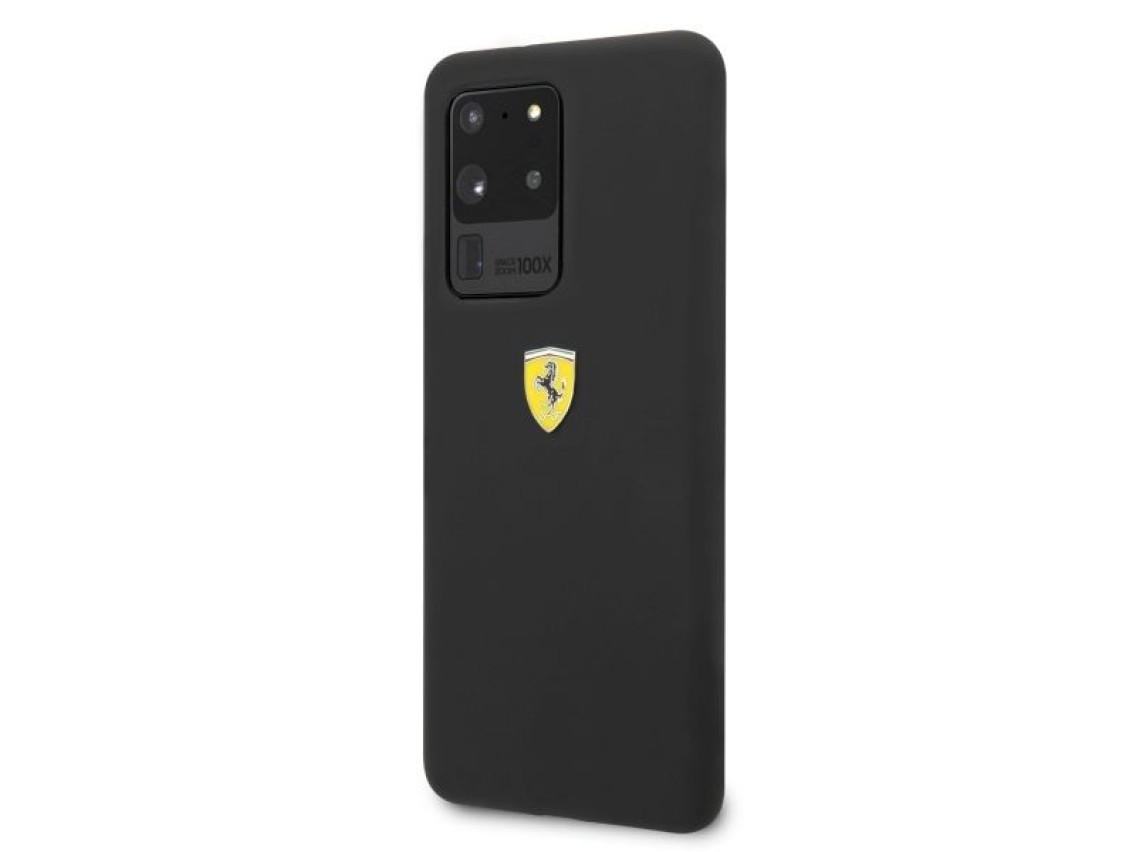 Capa rígida Ferrari FESSIHCS69BK S20 Ultra G988 preta/preta de silicone