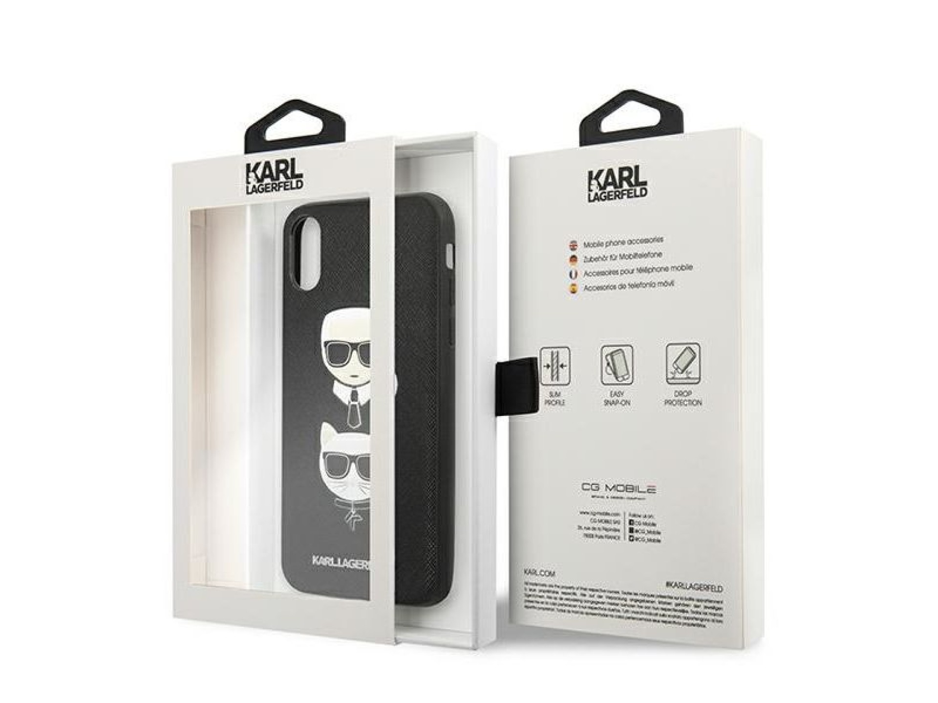 Funda Karl Lagerfeld Saffiano Karl&Choupette Head para iPhone XS Max - negra