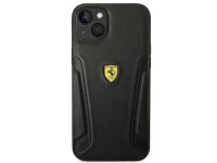Ferrari FEHCP14MRBUK iPhone 14 Plus 6.7" capa rígida preta/preta com laterais em couro estampado Ferrari FEHCP14MRBUK iPhone 14 Plus 6.7" capa rígida preta/preta com laterais em couro estampado