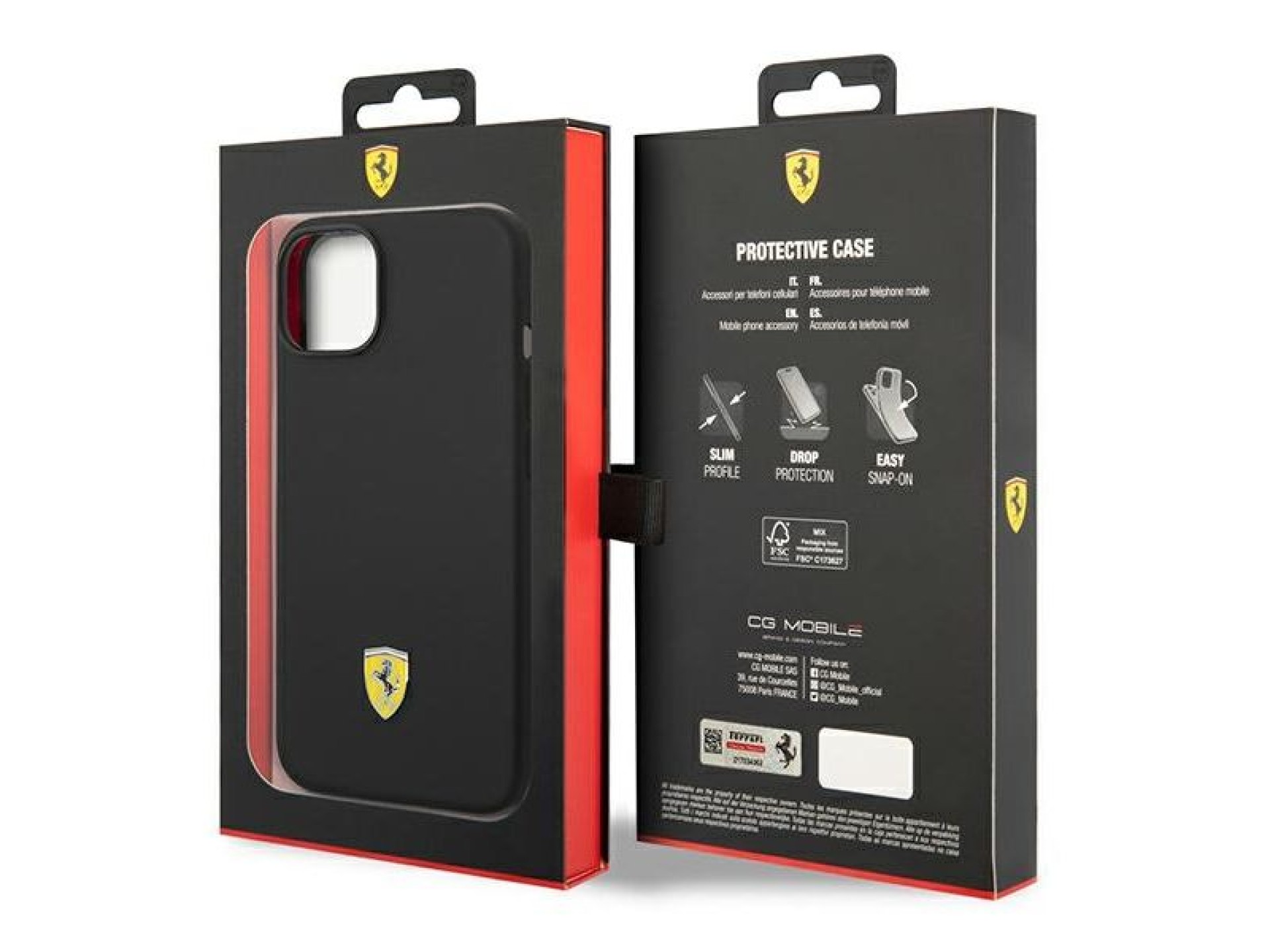 Funda rígida Ferrari FEHCP14SSIBBK para iPhone 14 de 6,1