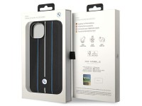 Funda BMW BMHCP14S22RVSK para iPhone 14 de 6,1" negra/negra, r�gida, de cuero con estampado de l�nea