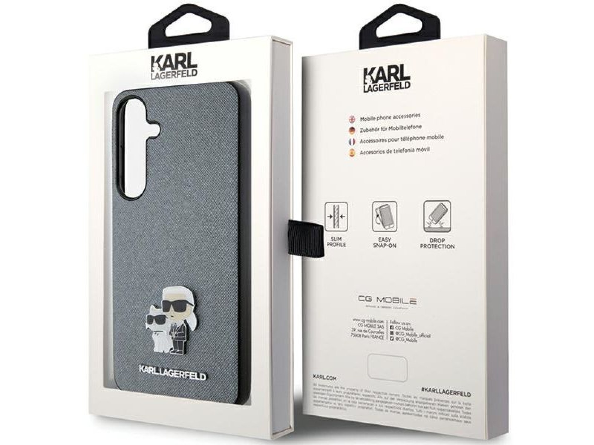 Karl Lagerfeld KLHCS24MPSAKCMPG S24+ S926 hardcase gray/gray Saffiano Karl & Choupette Metal Pin