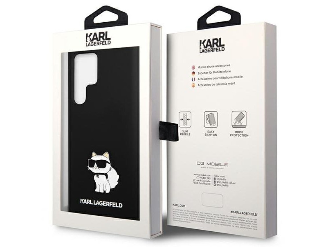 Capa de silicone Karl Lagerfeld Choupette para Samsung Galaxy S24 Ultra - preta