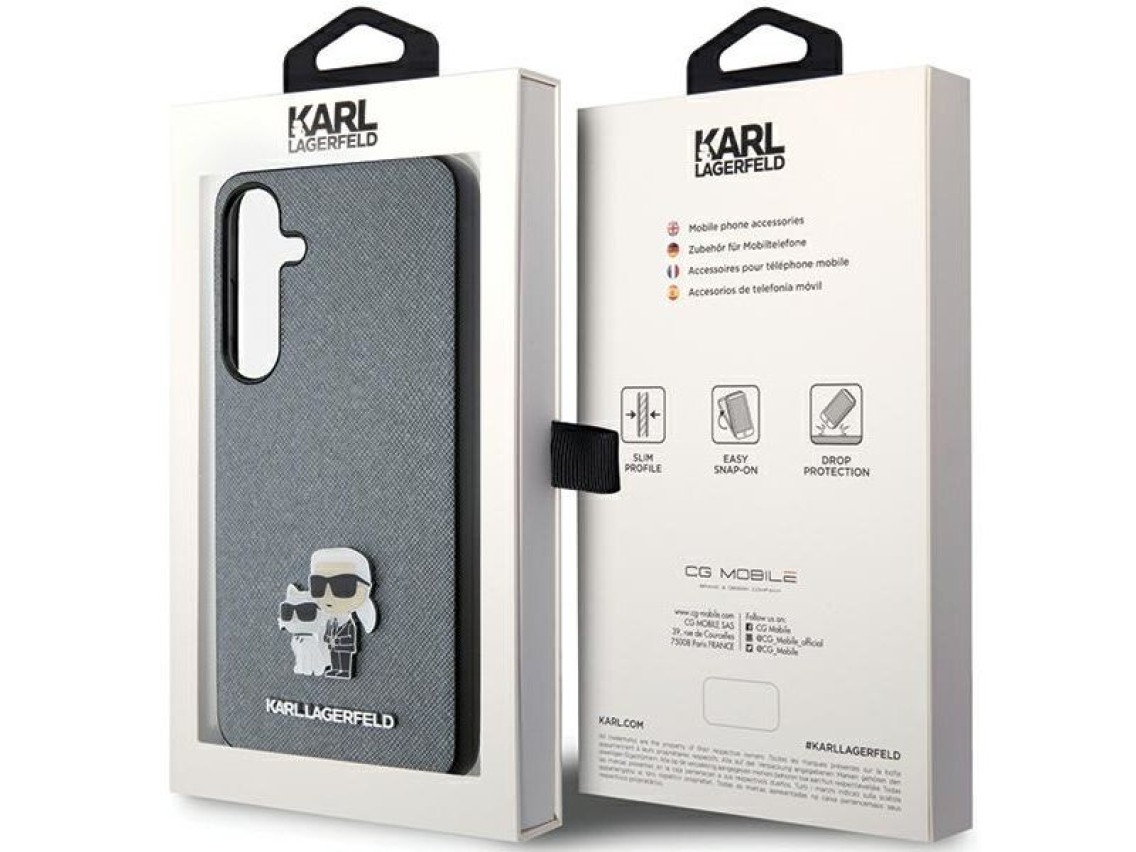 Karl Lagerfeld KLHCS24SPSAKCMPG S24 S921 hardcase gray/gray Saffiano Karl & Choupette Metal Pin