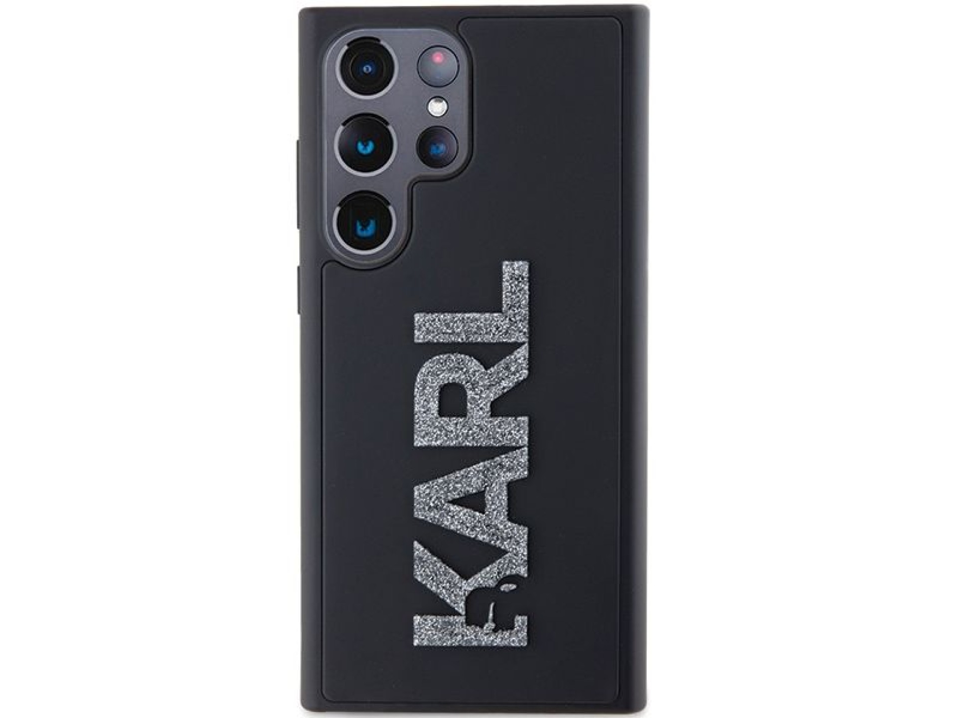 Capa com o logotipo Karl Lagerfeld em 3D com glitter para Samsung Galaxy S23 Ultra - preta