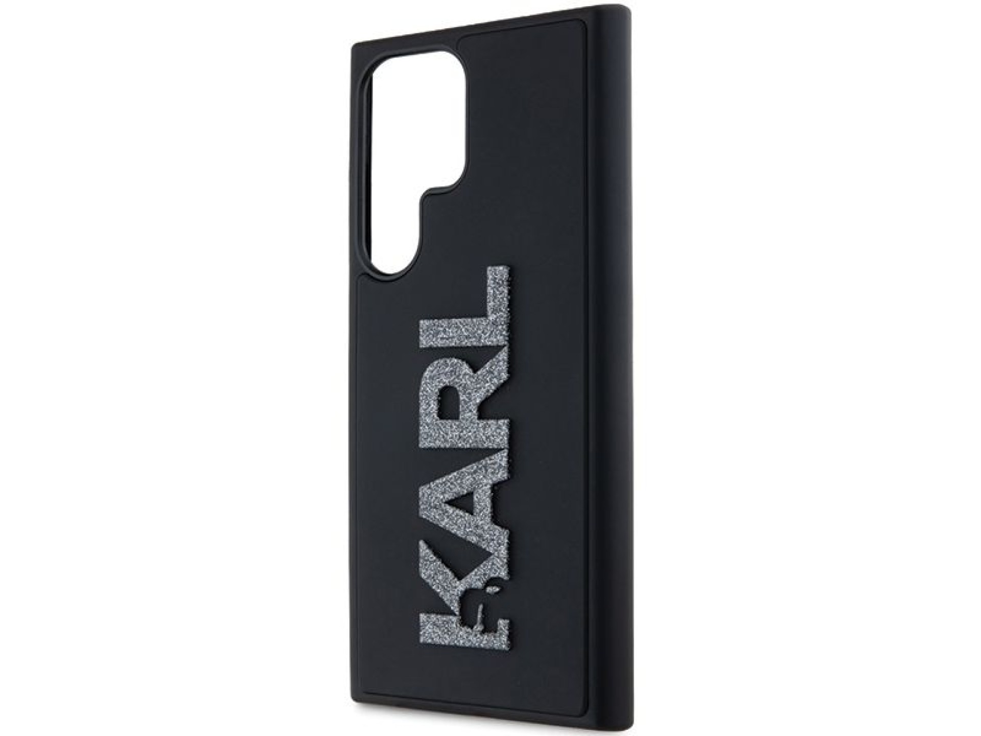 Capa com o logotipo Karl Lagerfeld em 3D com glitter para Samsung Galaxy S23 Ultra - preta