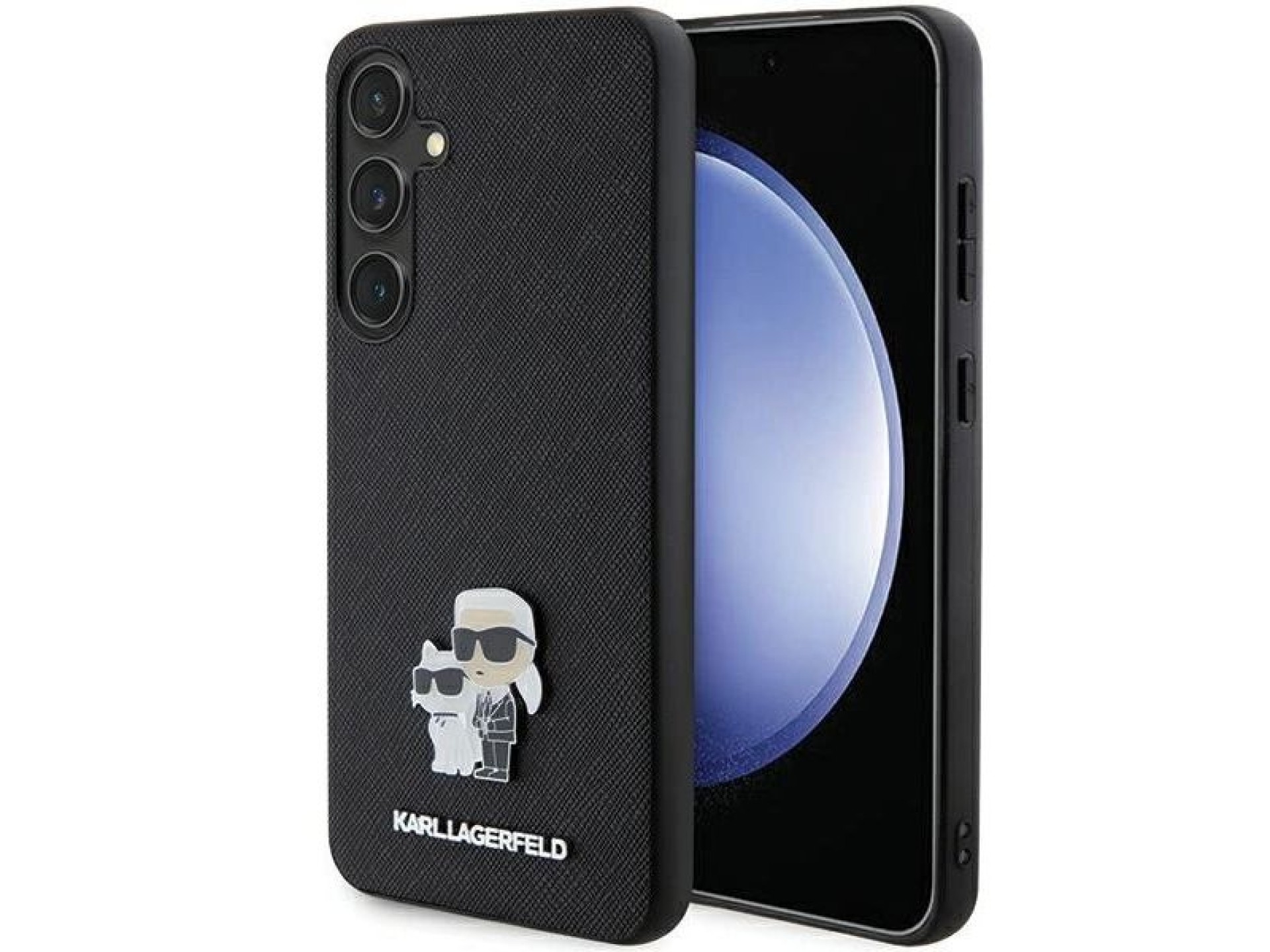 Karl Lagerfeld KLHCS24SPSAKCMPK S24 S921 hardcase black/black Saffiano Karl & Choupette Metal Pin