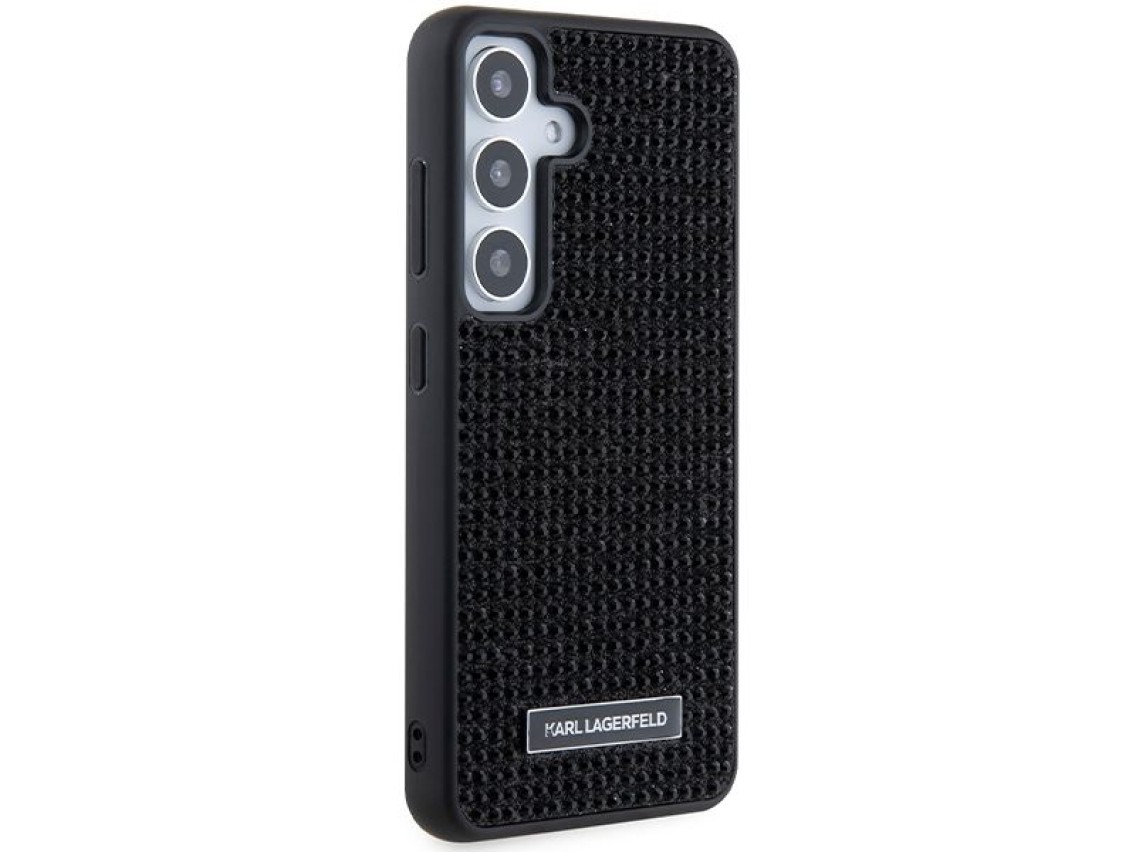 Funda Karl Lagerfeld con logotipo metálico y diamantes de imitación para Samsung Galaxy S24 - negra