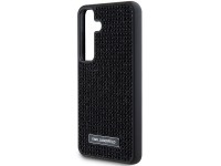 Capa com logotipo Karl Lagerfeld em metal cravejado de strass para Samsung Galaxy S24+ - preta