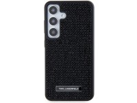 Capa com logotipo Karl Lagerfeld em metal cravejado de strass para Samsung Galaxy S24+ - preta