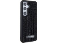 Capa com logotipo Karl Lagerfeld em metal cravejado de strass para Samsung Galaxy S24+ - preta