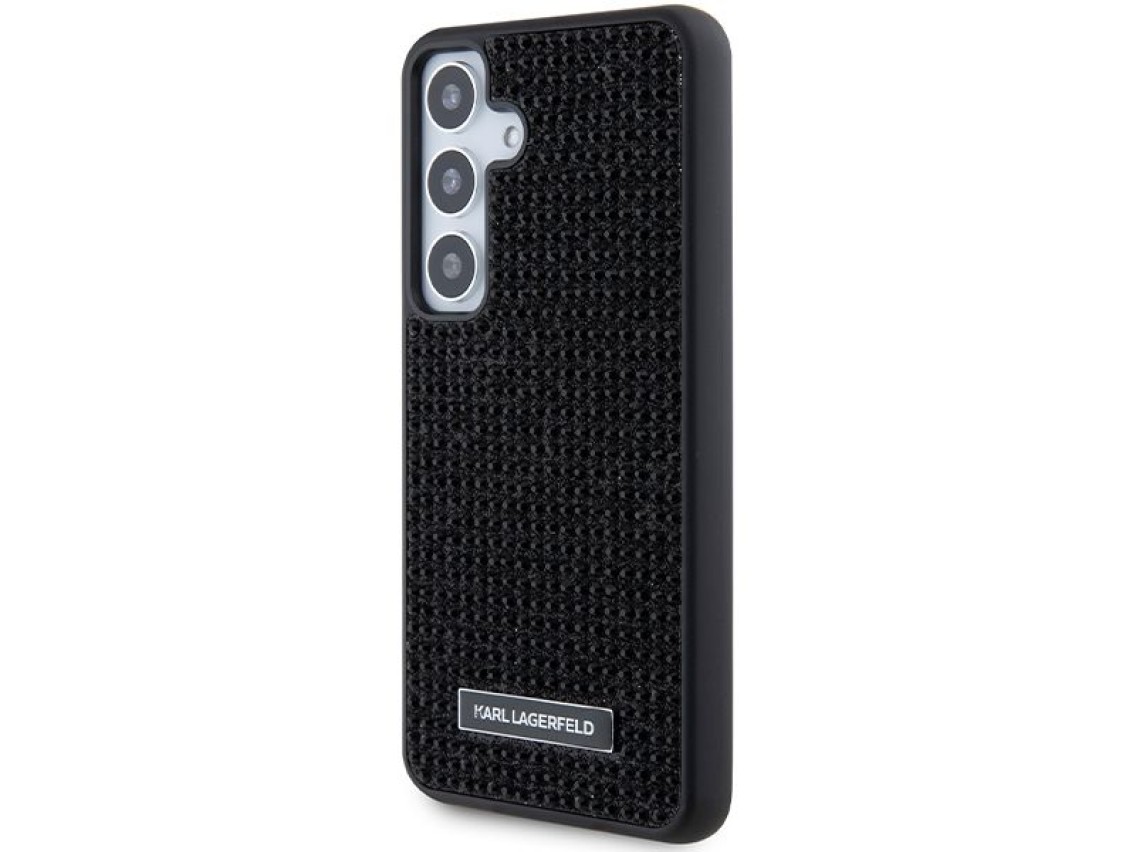 Funda Karl Lagerfeld con logotipo metálico y diamantes de imitación para Samsung Galaxy S24 - negra