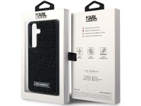 Capa com logotipo Karl Lagerfeld em metal cravejado de strass para Samsung Galaxy S24+ - preta