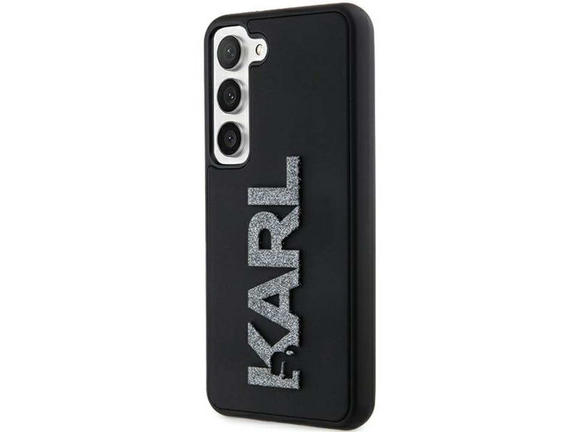 Capa com o logotipo Karl Lagerfeld em 3D com glitter para Samsung Galaxy S23 - preta