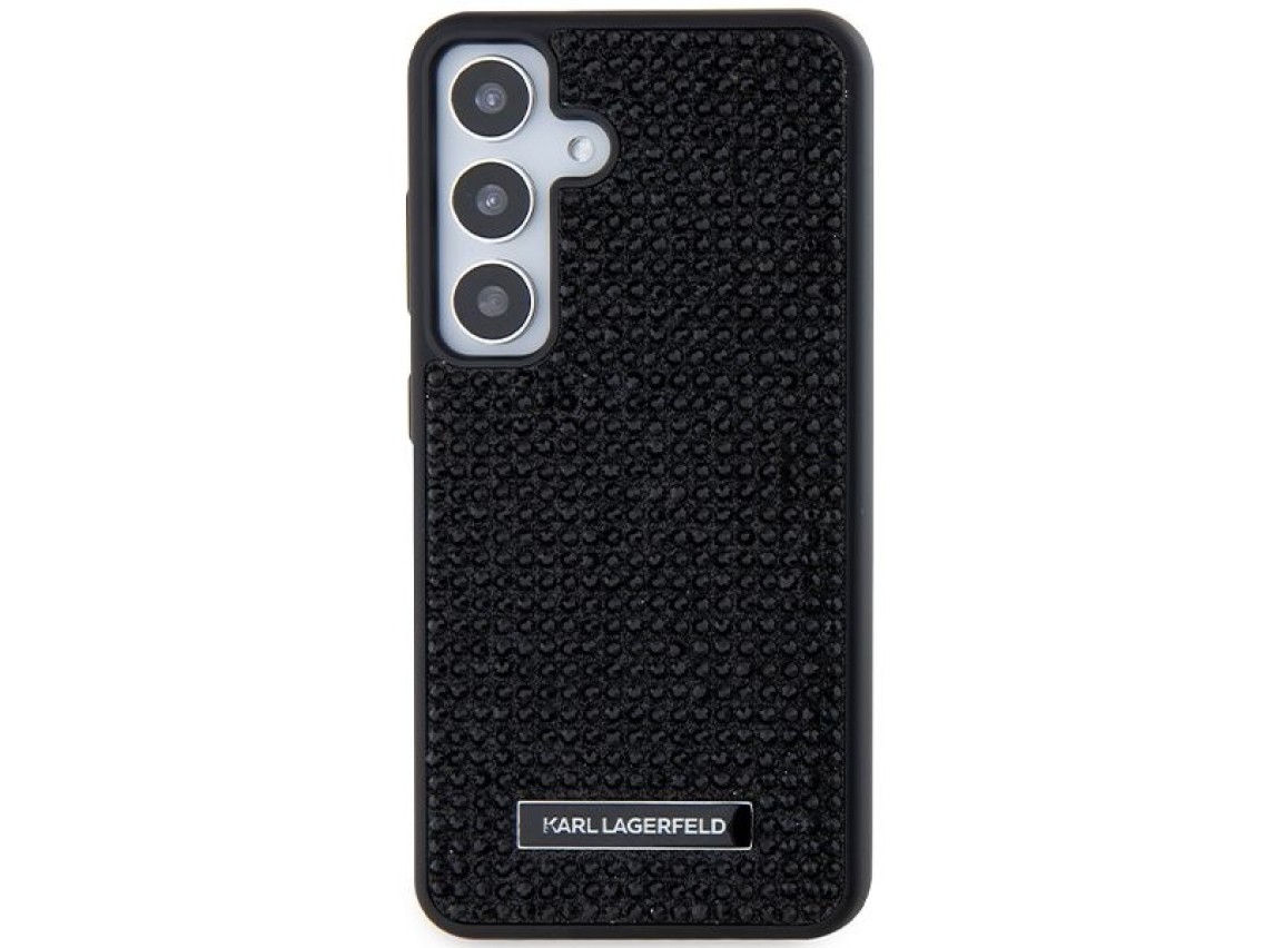 Funda Karl Lagerfeld con logotipo metálico y diamantes de imitación para Samsung Galaxy S24 - negra