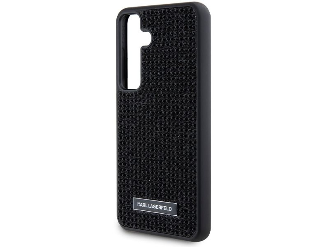 Funda Karl Lagerfeld con logotipo metálico y diamantes de imitación para Samsung Galaxy S24 - negra