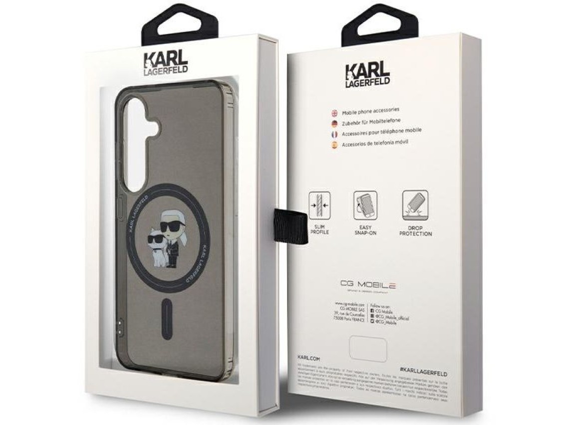 Capa Karl Lagerfeld IML Karl&Choupette MagSafe para Samsung Galaxy S24 - preta
